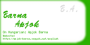 barna apjok business card